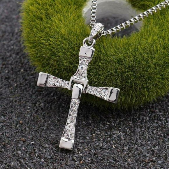 2ct Diamond 14K White Gold Cross Necklace Womens 20" Chain Jewelry 14 k 2 ct NEW - Picture 2 of 9